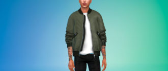 Куртка-бомбер с закатанными рукавами для Симс 4 – фото 1