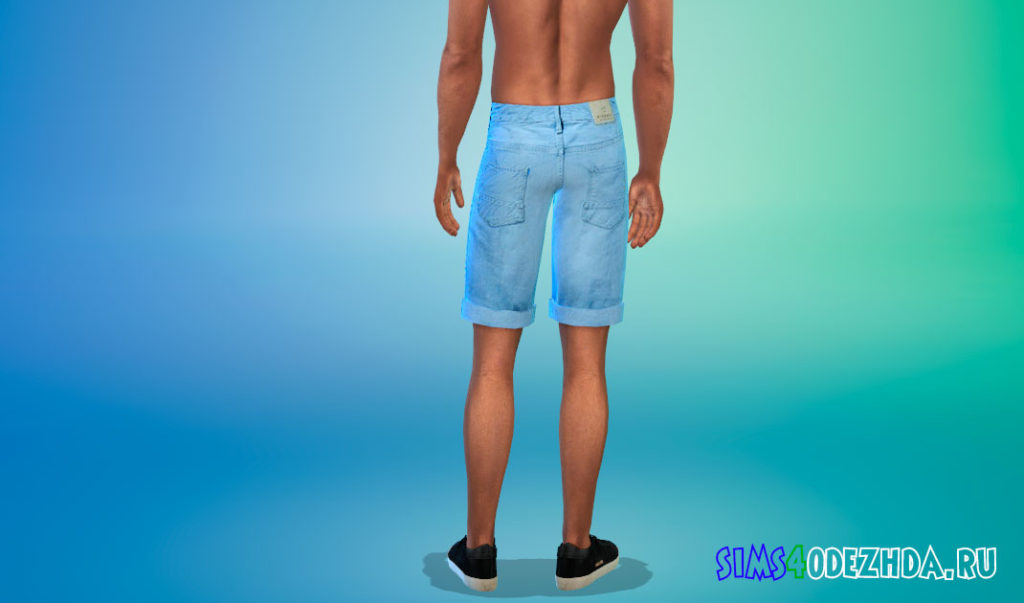 Летние джинсовые шорты для мужчин для Симс 4 – фото 3