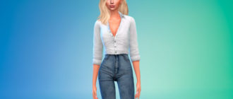 Открытая рубашка с закатанными рукавами для Симс 4 – фото 1