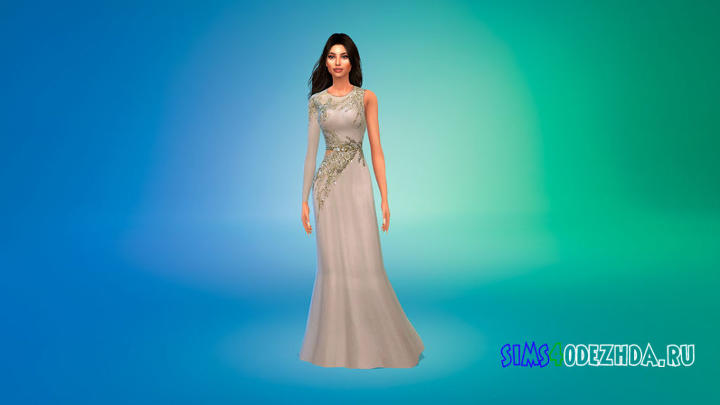 Платье с открытым плечом для Симс 4 – фото 2