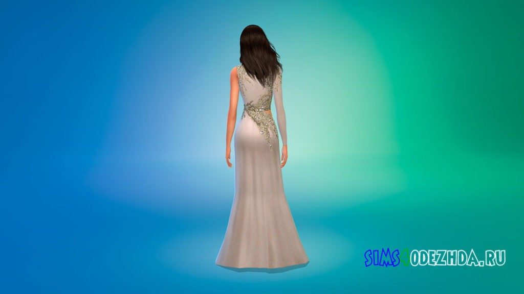 Платье с открытым плечом для Симс 4 – фото 3