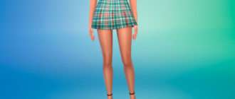 Плиссированная мини-юбка с ремнем для Симс 4 – фото 1