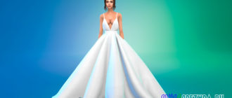 Пышное платье с V-образным вырезом для Симс 4 – фото 1