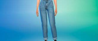 Слегка укороченные джинсы с высокой талией для Симс 4 – фото 1