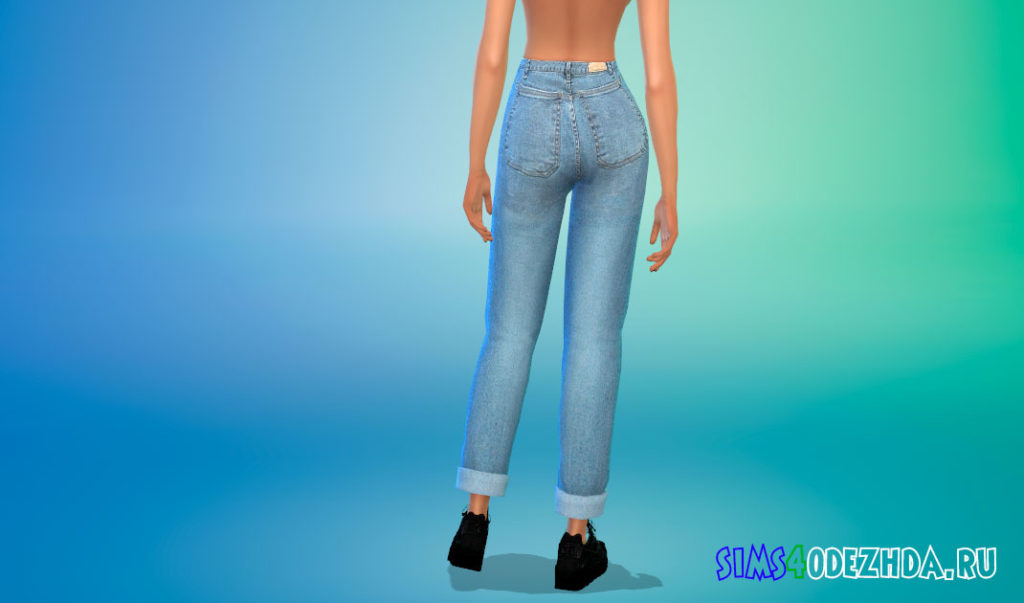 Слегка укороченные джинсы с высокой талией для Симс 4 – фото 3