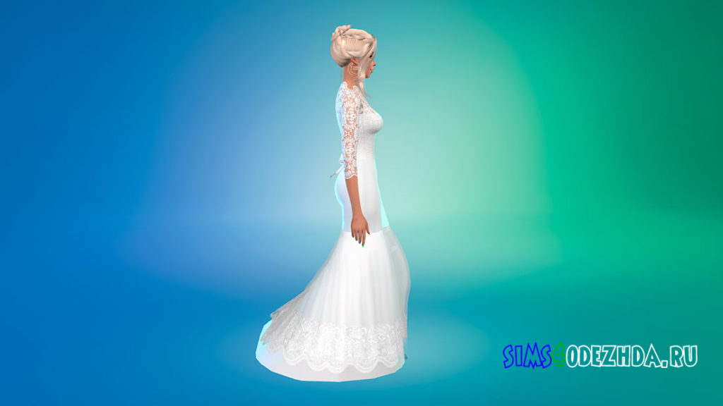 Свадебное платье с бантом на спине для Симс 4 – фото 2