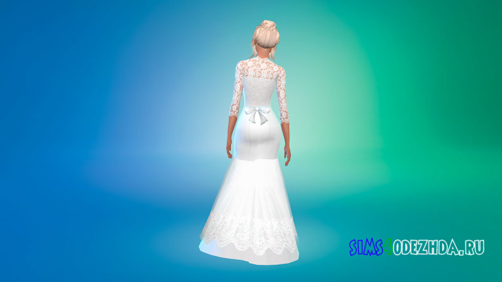 Свадебное платье с бантом на спине для Симс 4 – фото 3