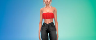 Свободный укороченный топ без бретелей для Симс 4 – фото 1