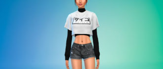 Топ с водолазкой для Симс 4 – фото 1