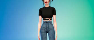 Укороченный топ с поясом для Симс 4 – фото 1