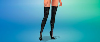 Ультра высокие сапоги из лакированной кожи для Симс 4 – фото 1