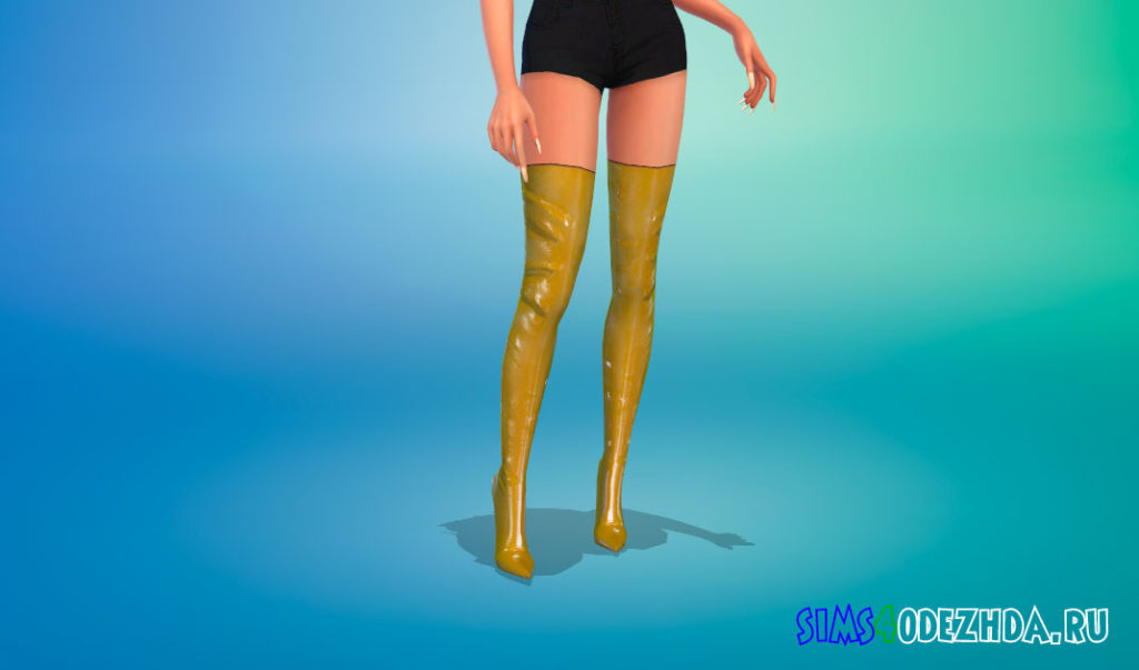 Ультра высокие сапоги из лакированной кожи для Симс 4 – фото 3