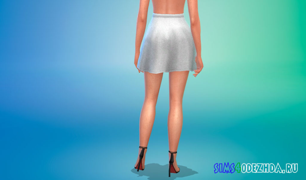 Высокая джинсовая юбка с поясом для Симс 4 – фото 3