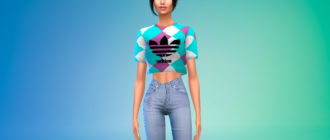 Женская короткая футболка Adidas для Симс 4 – фото 1