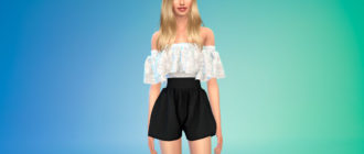 Женский комбинезон-платье с шортами для Симс 4 – фото 1