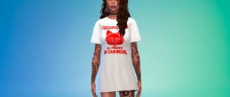 Большая футболка с принтами для Симс 4 – фото 1