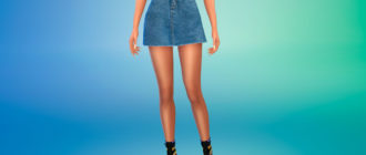 Джинсовая юбка с реалистичной текстурой для Симс 4 – фото 1