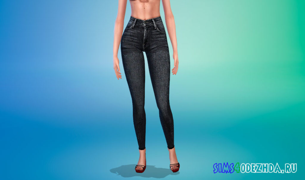 Джинсы с высокой талией 89-3 для Симс 4 – фото 3