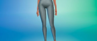 Хлопковые леггинсы с двумя белыми полосками по бокам для Симс 4 – фото 1