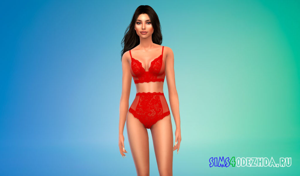 Комплект кружевного нижнего белья для девушек для Симс 4 – фото 3