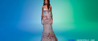 Красивое платье с цветочным рисунком для Симс 4 – фото 1