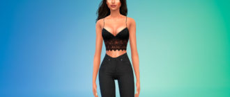 Легкий кружевной топ для Симс 4 – фото 1