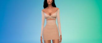 Мини-платье с открытыми плечами для Симс 4 – фото 1