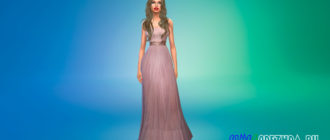 Платье без бретелек с поясом для Симс 4 – фото 1