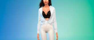 Расстегнутая рубашка с узлом для Симс 4 – фото 1