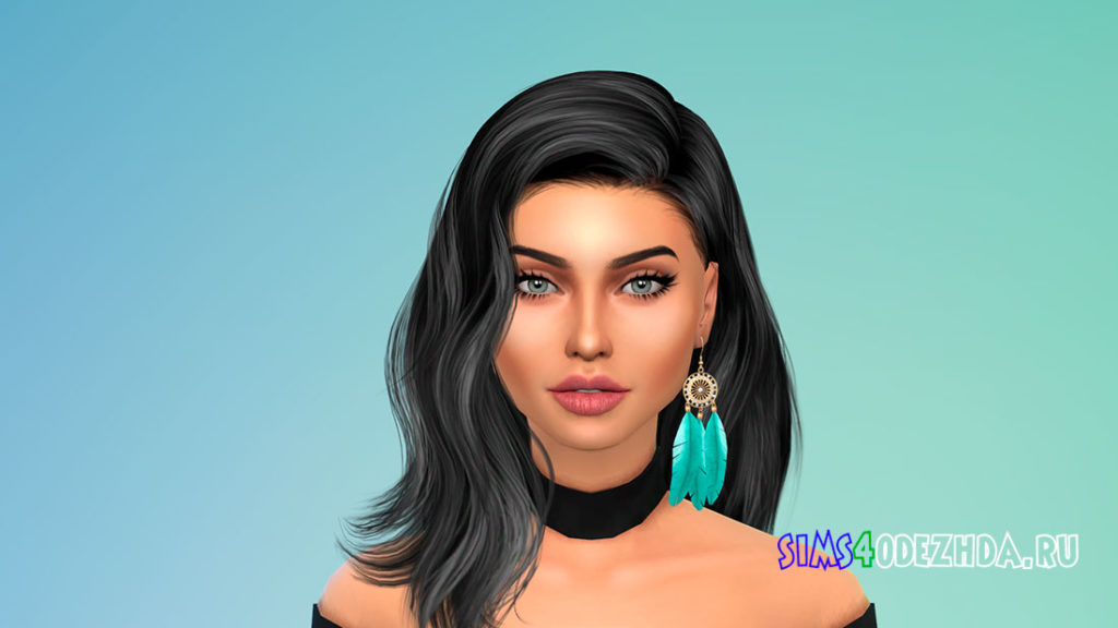 Серьги с перьями для Симс 4 – фото 2