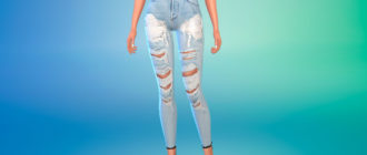 Синие рваные джинсы для Симс 4 – фото 1