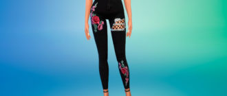 Стильные женские джинсы с вышивкой для Симс 4 – фото 1