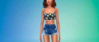 Топ с висячими помпонами для Симс 4 – фото 1