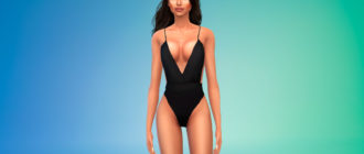 Боди с открытой спиной и глубоким разрезом для Симс 4 – фото 1