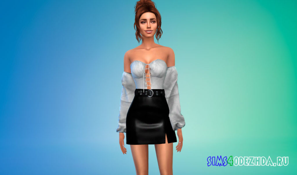 Боди со шнуровкой спереди для Симс 4 – фото 2
