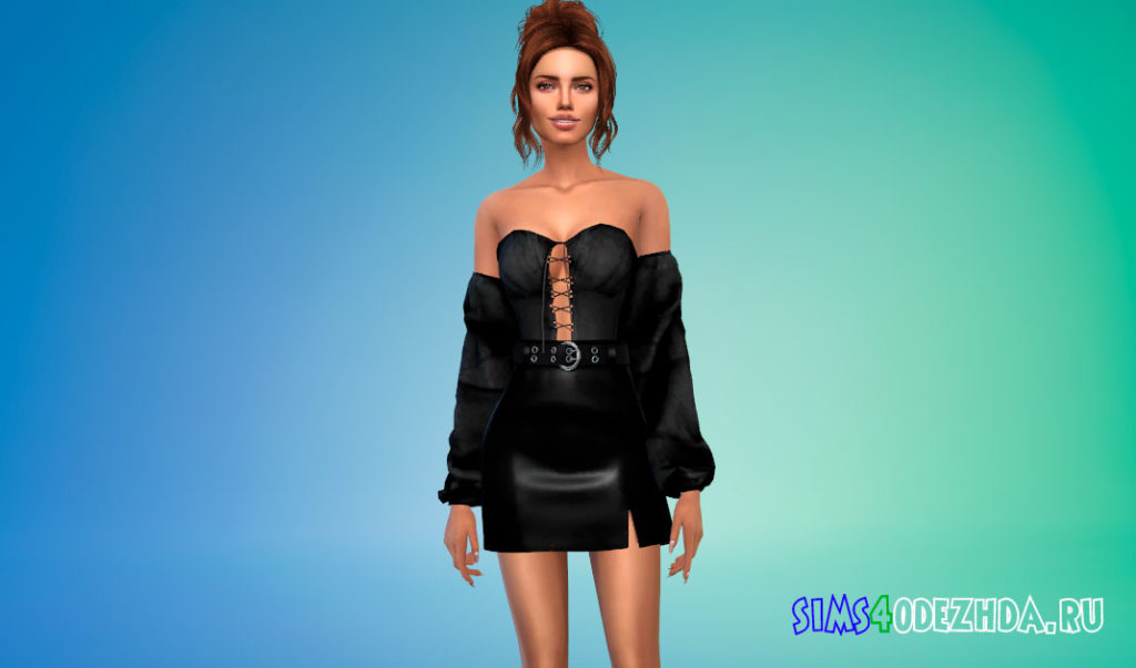 Боди со шнуровкой спереди для Симс 4 – фото 3