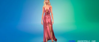 Длинное атласное платье с разрезом для Симс 4 – фото 1