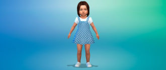 Джинсовая коллекция платьев для малышей для Симс 4 – фото 1