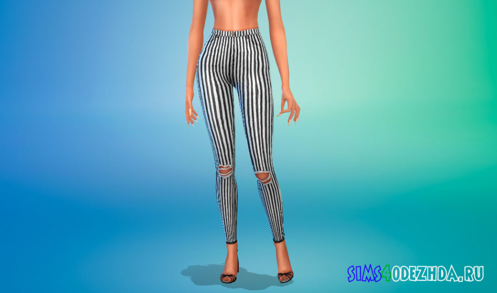 Джинсы скинни в полоску для Симс 4 – фото 2