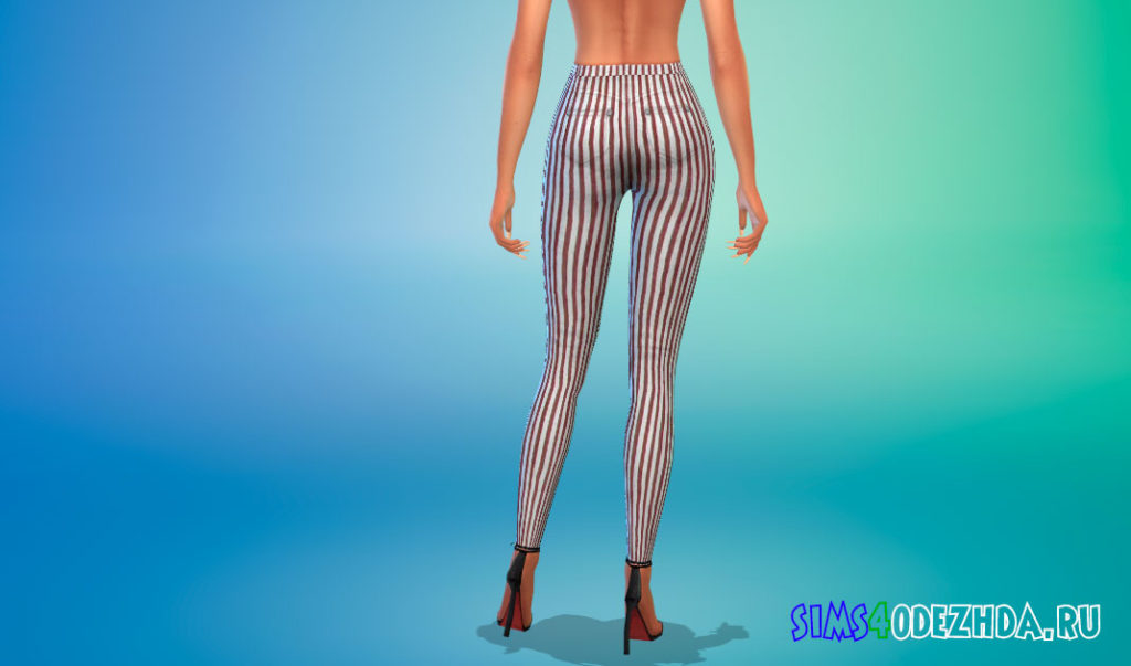 Джинсы скинни в полоску для Симс 4 – фото 3