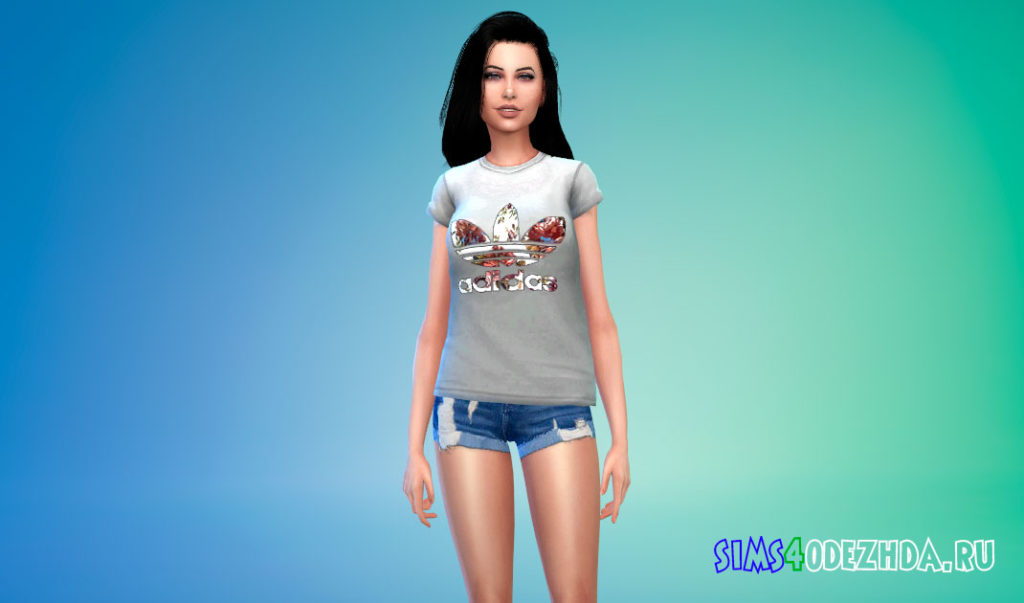 Футболка для девушек Adidas для Симс 4 – фото 2