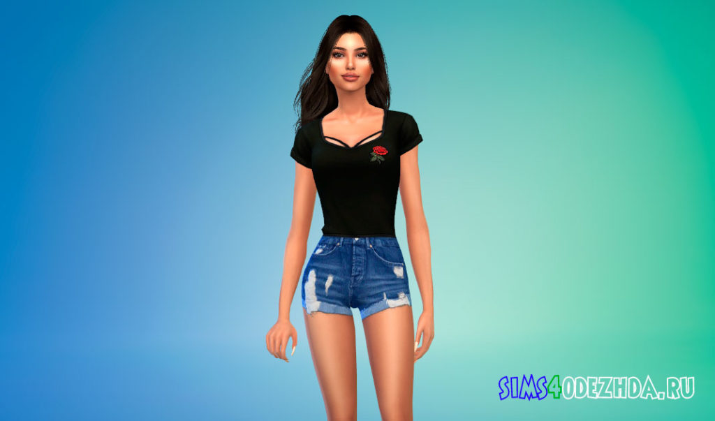 Футболка с бюстгальтером для Симс 4 – фото 3