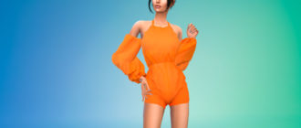 Короткий комбинезон с открытыми плечами для Симс 4 – фото 1