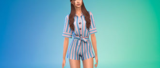 Короткий комбинезон с узлом для Симс 4 – фото 1