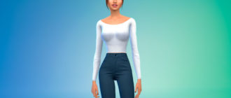 Мягкий свитер в рубчик для Симс 4 – фото 1