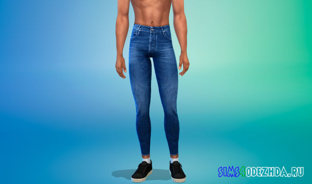 Мужские зауженные джинсы для Симс 4 – фото 3
