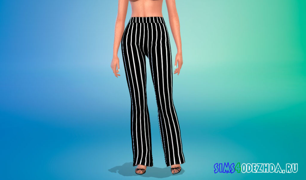 Полосатые штаны с высокой талией для Симс 4 – фото 2