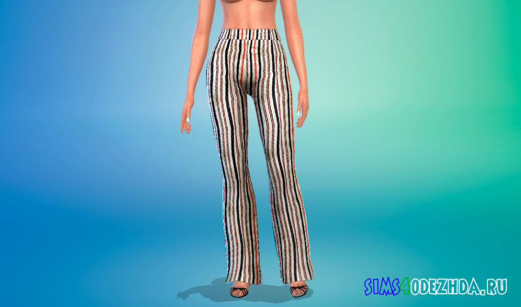 Полосатые штаны с высокой талией для Симс 4 – фото 3