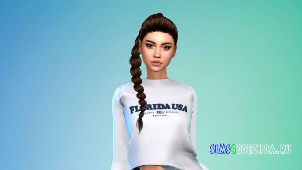 Прическа с косой Angels для Симс 4 – фото 2
