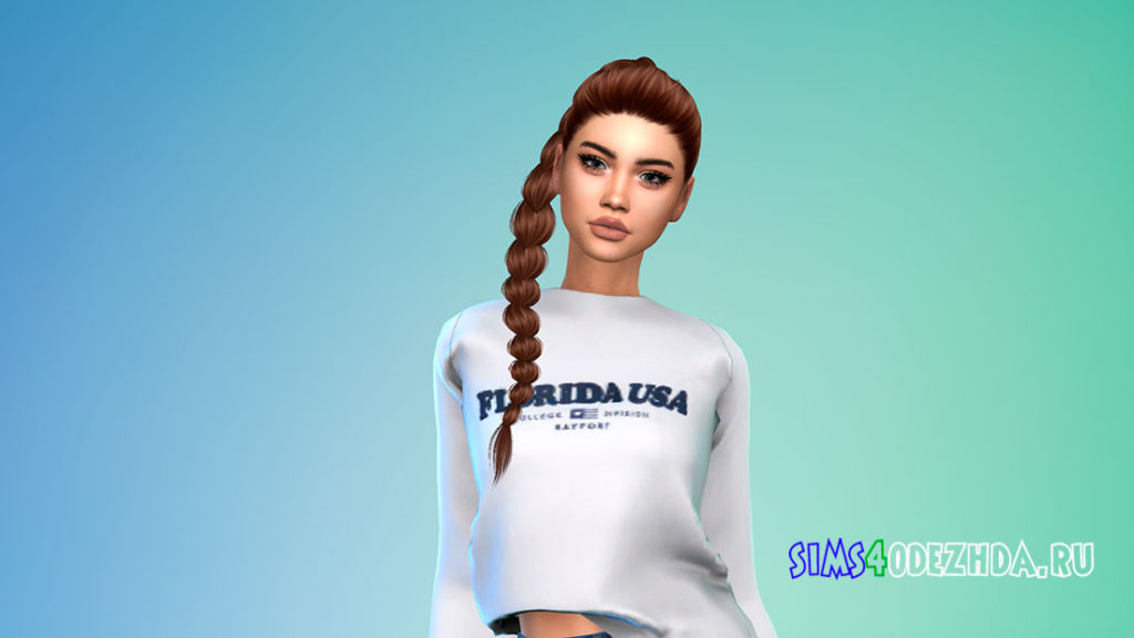 Прическа с косой Angels для Симс 4 – фото 3